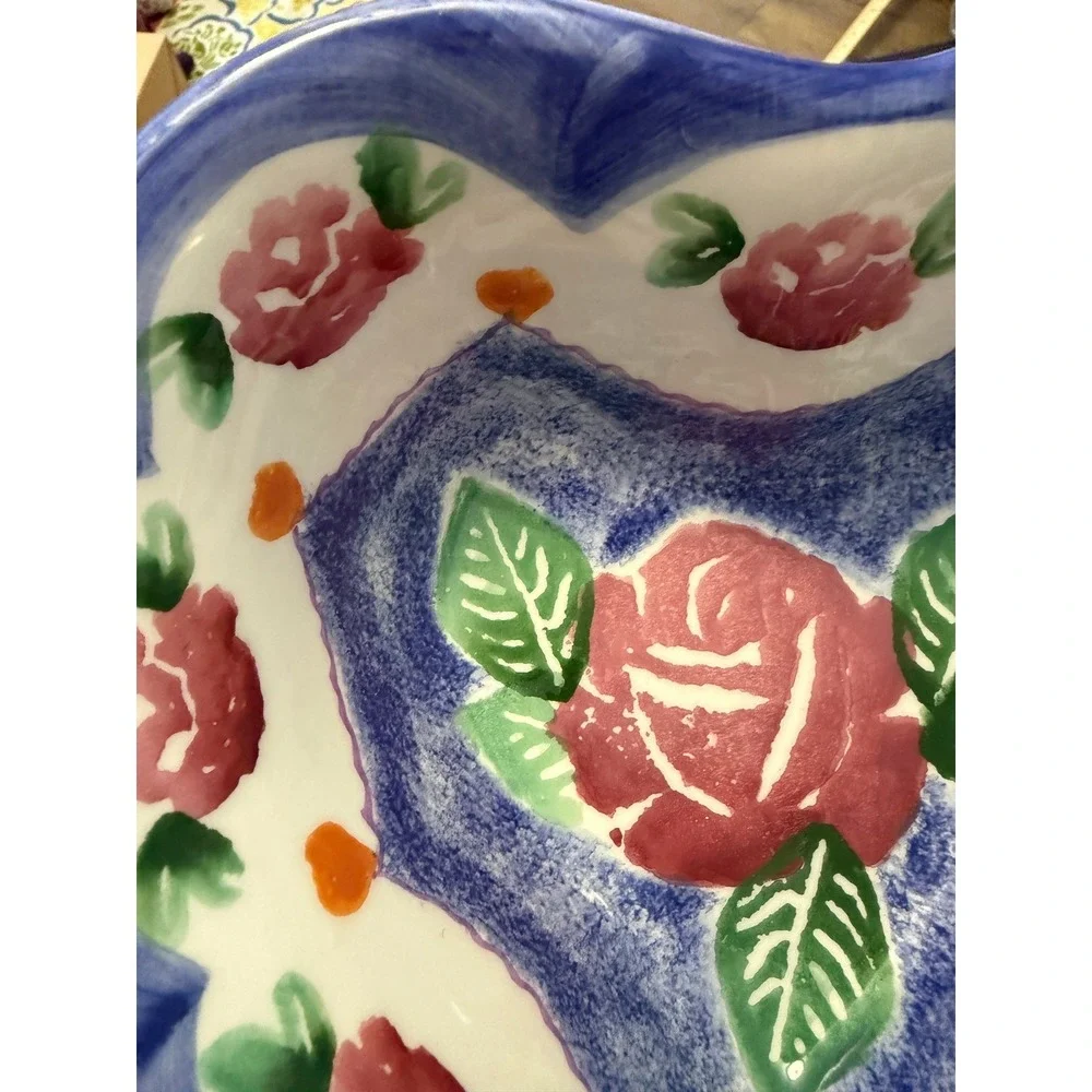 Ancora Italy Hand Painted‎ Heart Shaped Ceramic Bowl 7.5